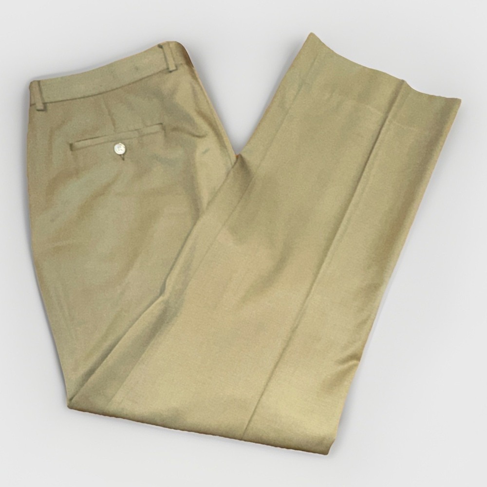 Ralph Lauren Purple Label Italy Men Olive Wool Dress Pants Pleated Straight 38W
